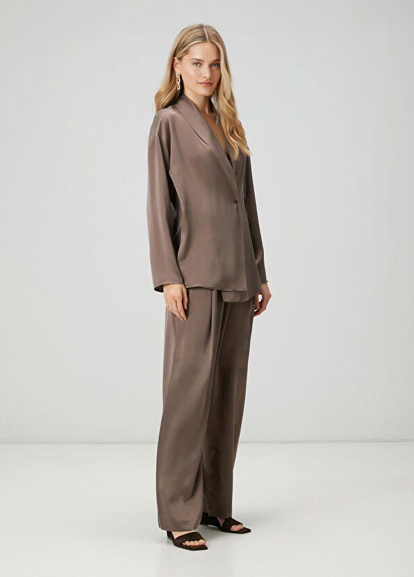 Beymen Club Kahverengi Kruvaze İpek Gömlek - 3