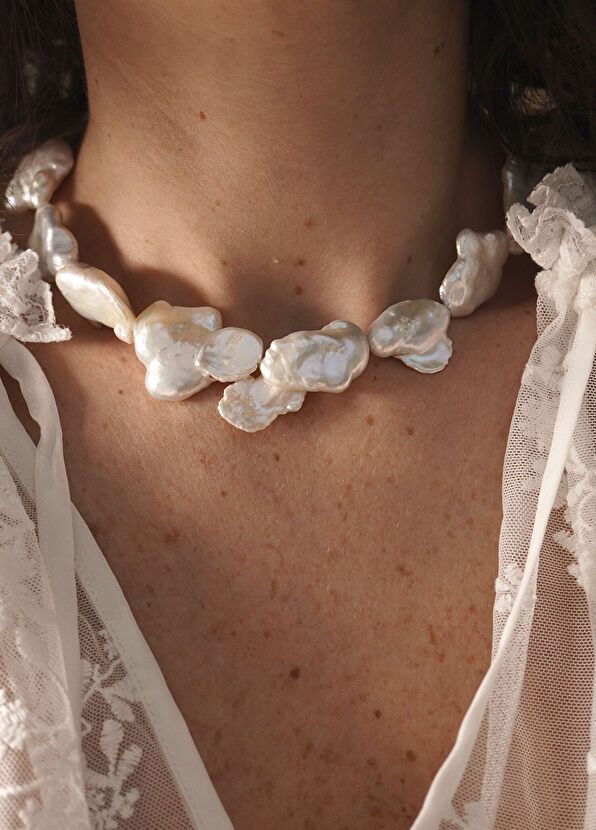 Jewelarin Muse Doğal İnci 925 Ayar Gümüş Üzeri Altın Kaplama Kadın Kolye - 4