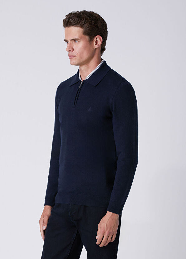 Beymen Club Navy Blue Polo Sweater - 4