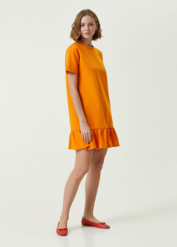Beymen Club Turuncu Fırfırlı Etekli Mini Jersey Elbise - 1