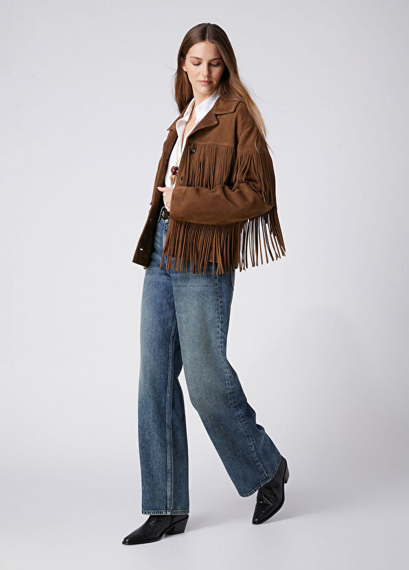 Beymen Club Brown Fringed Leather Jacket - 2