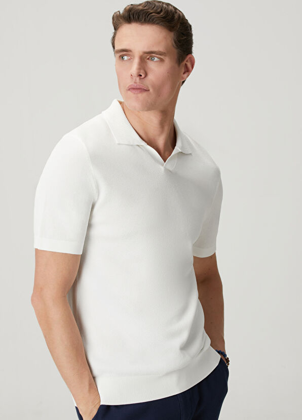 Beymen Club White Textured Short Sleeve Sweater - 2