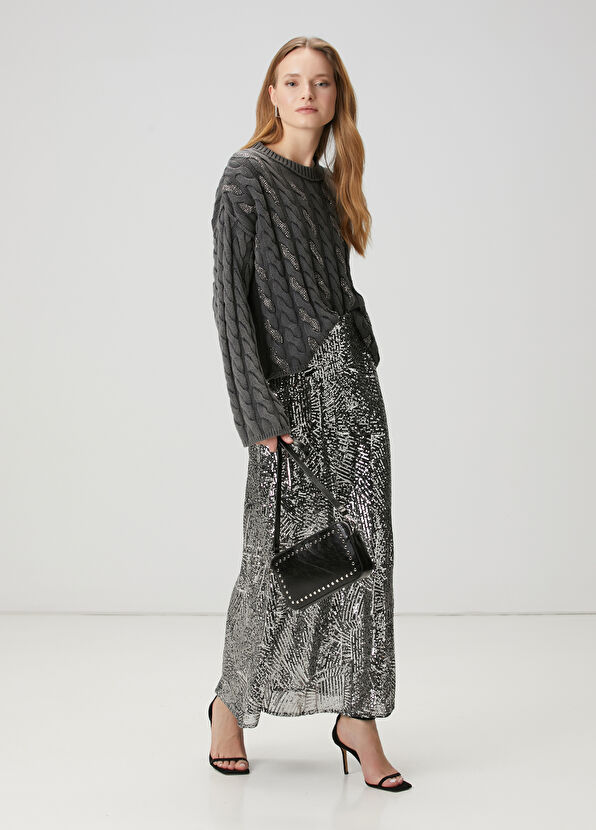 Beymen Club Anthracite Hair Braided Sweater - 2