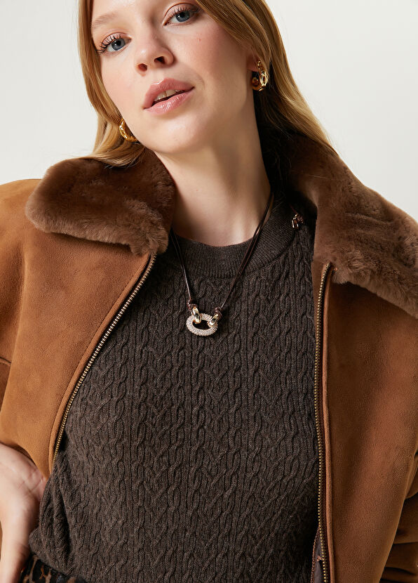 Beymen Club Kahverengi Saç Örgülü Fit Yün Kazak - 2