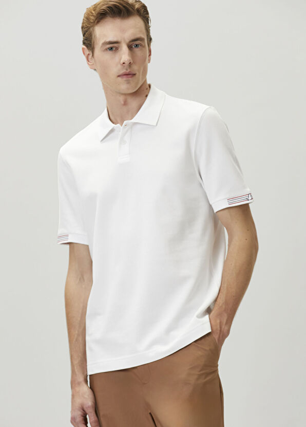 Beymen Club Beyaz Slim Fit Nakış Detaylı Pike Polo T-shirt - 2