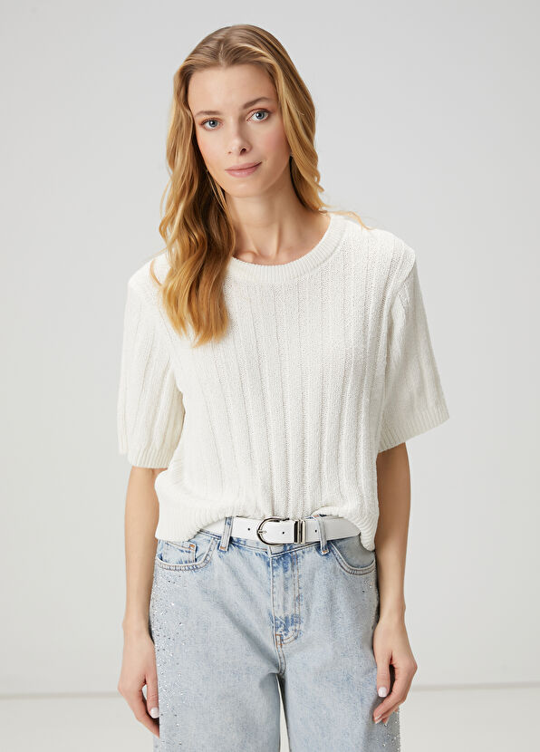 Beymen Club Off White Short Sleeve Sweater - 4