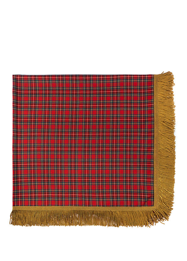 Golden Table Home Kırmızı Ekose Desenli Püsküllü Masa Örtüsü - 1