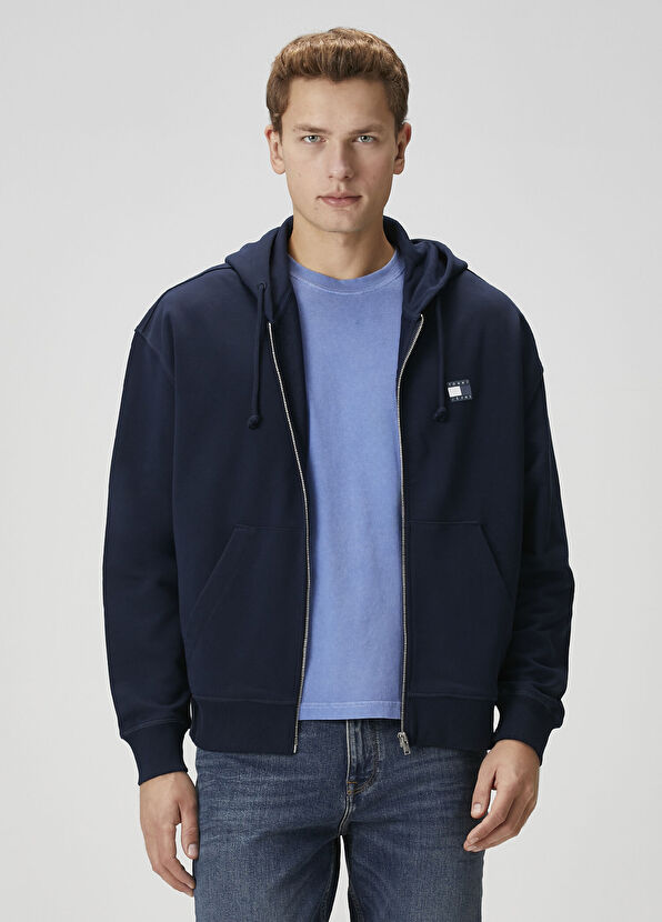 Tommy Jeans Mavi Kapüşonlu Sweatshirt - 1
