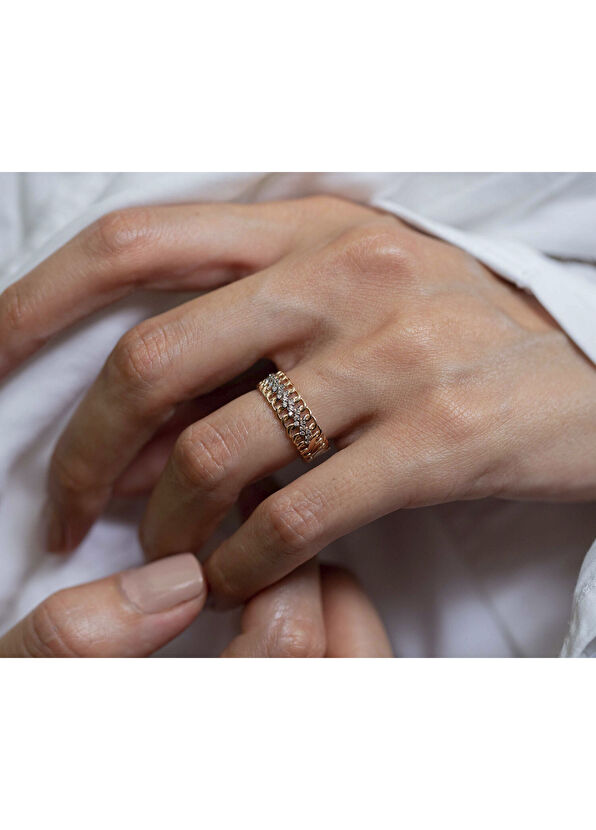 Wien 14 Ayar Altın Kadın Pırlanta Yüzük - Görsel 3