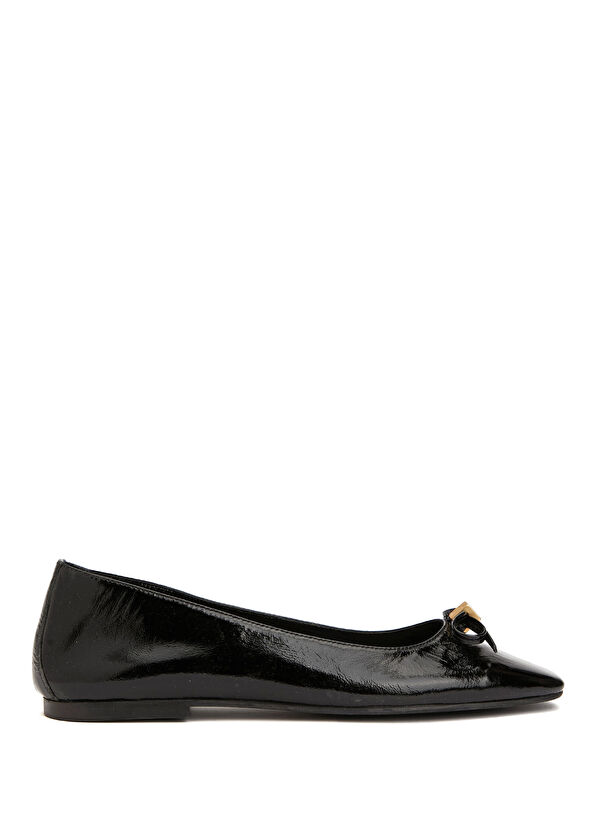 Beymen Club Black Logo Accessories Leather Ballet Flats - 1