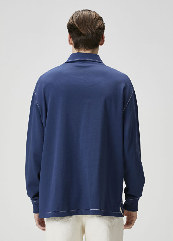 Ami Paris Lacivert Polo Yaka Sweatshirt - 4
