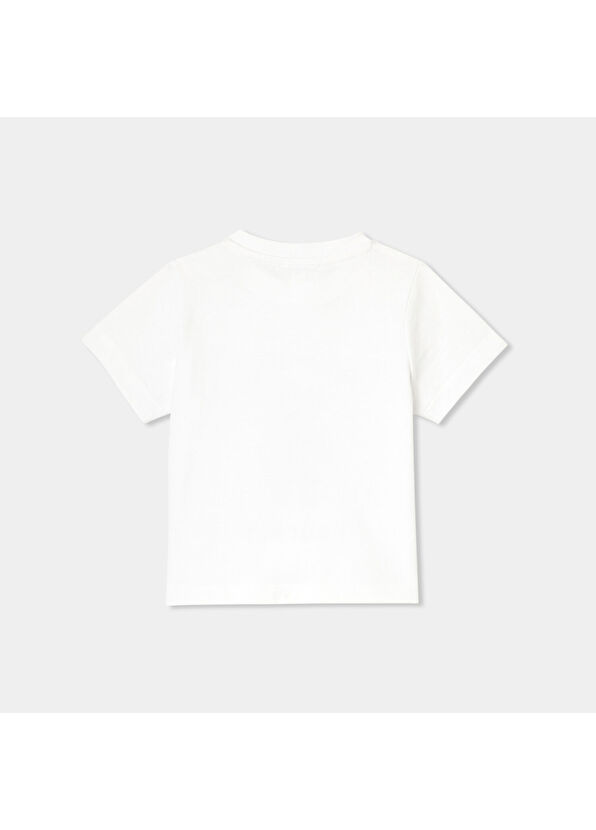 Jacadi Paris Ayı Martin Baskılı Beyaz Pamuklu Kısa Kollu Erkek Bebek T-Shirt - 2