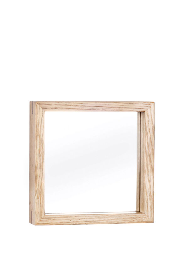 Ananas Edge Serisi Raw Ahşap Çerçeveli Kare Küçük Boy Duvar Aynası - 1