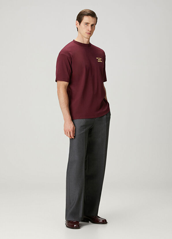 Drôle De Monsieur Bordo Logo Baskılı T-shirt - 2