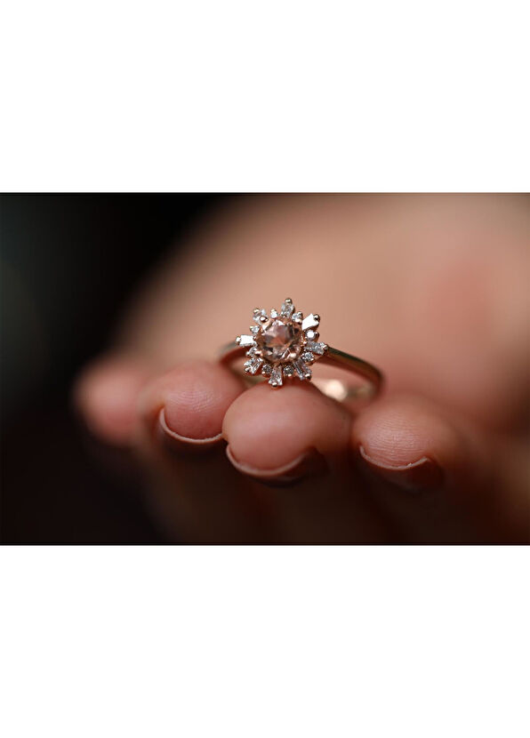 Reis Kuyumculuk The Morganite 14 Ayar Rose Gold Kadın Pırlanta Yüzük - 3