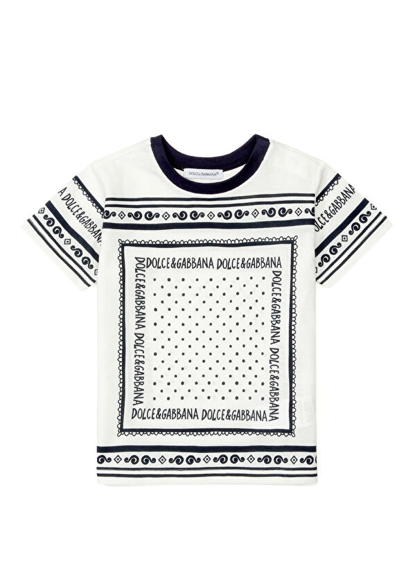 Dolce&Gabbana Beyaz Siyah Erkek Bebek T-shirt - 1