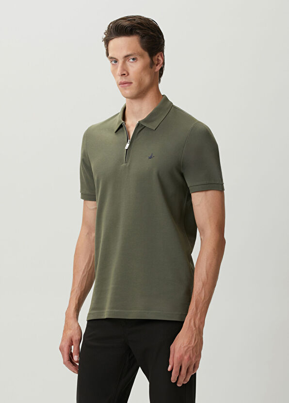 Beymen Club Khaki Zippered Polo Shirt - 2