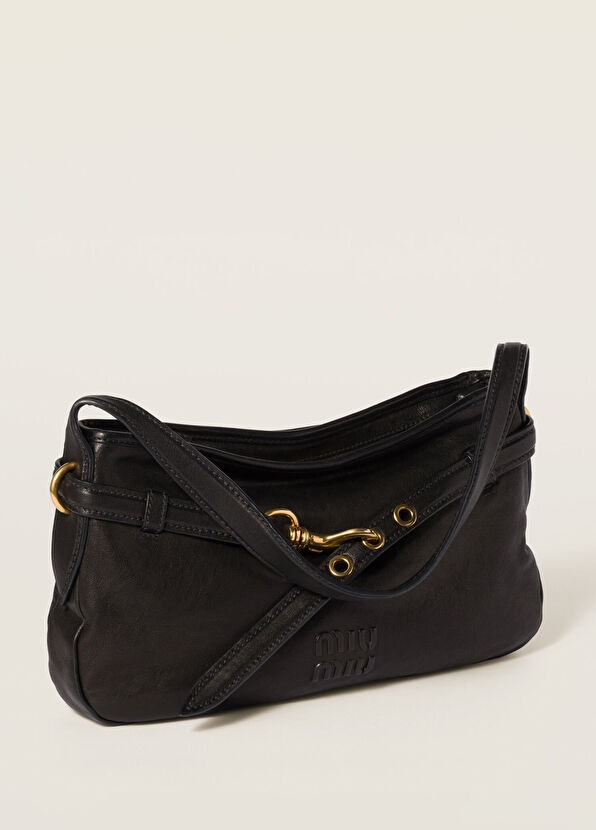 Miu Miu Aventure Siyah Napa Deri Kadın Omuz Çantası - 2
