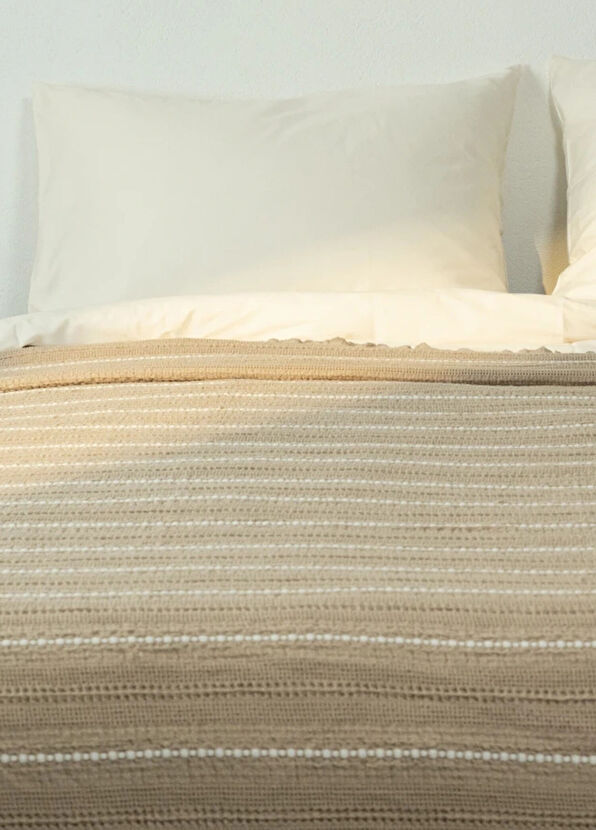 Qua Home Marigold Beige Cotton Double Bedspread 220 x 240 cm - 2