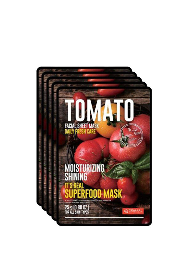 Dermal Tomato Facial Sheet Mask Superfood Radiant & Moisturizing Tomato Face Mask Set of 5 25g - 1