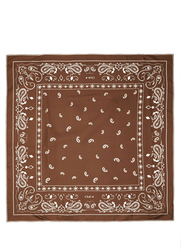 Beymen Club Kahverengi Şal Desenli İpek Eşarp - 2