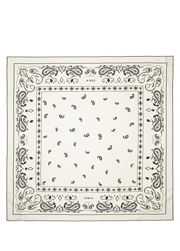 Beymen Club Kırık Beyaz Siyah İpek Eşarp - 1