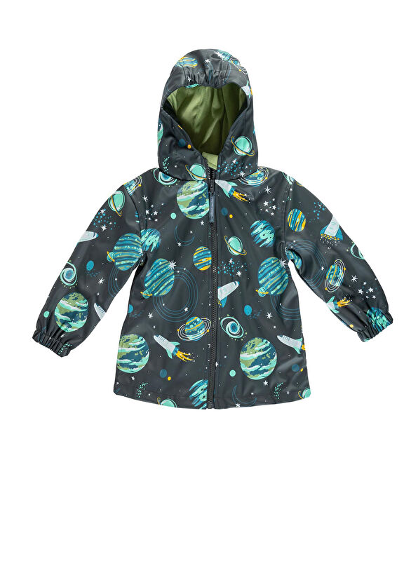 Stephen Joseph Uzay Desenli Kapüşonlu Erkek Çocuk Yağmurluk  - 1