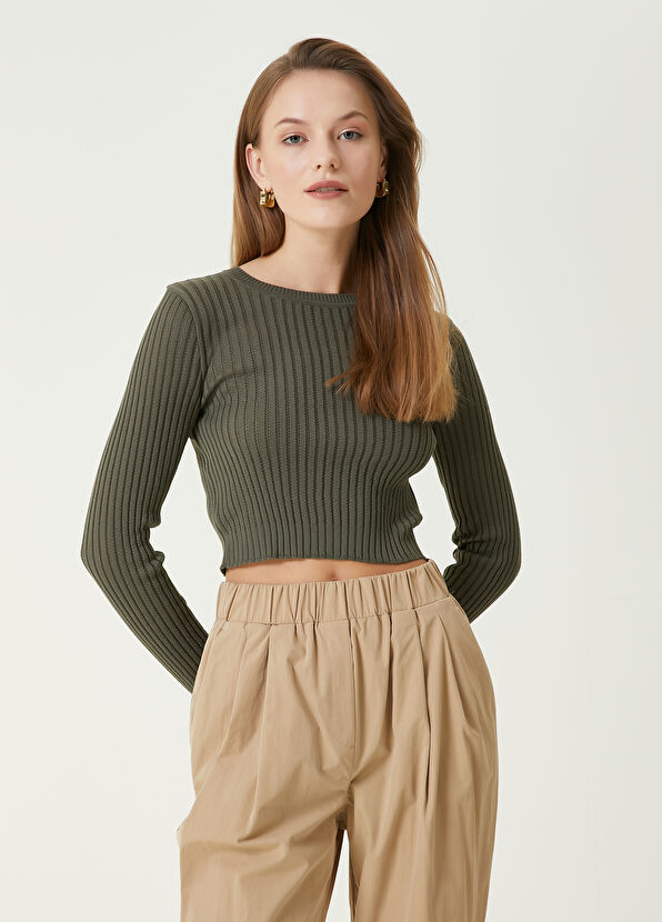 Beymen Club Khaki Openwork Detailed Sweater - 1