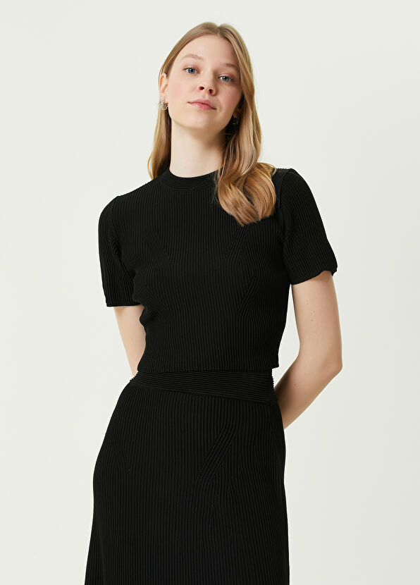 Beymen Club Black Crew Neck Ottoman Short Sleeve Sweater - 1