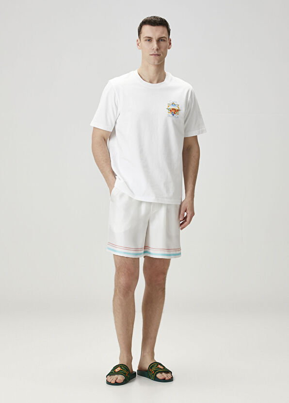Casablanca Tennis Landscape Beyaz Organik Pamuk T-shirt - 2