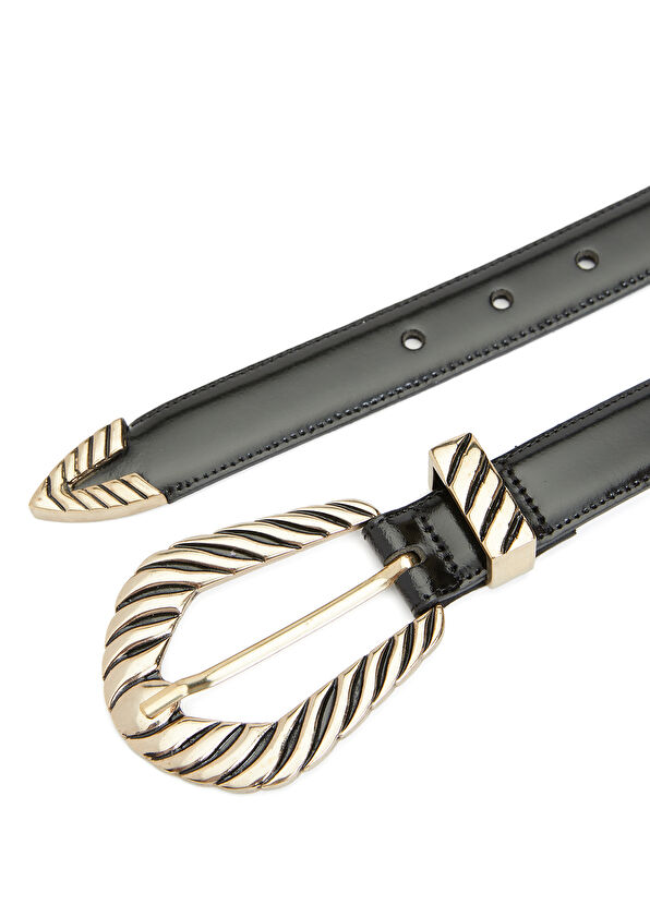 Beymen Club Black Antique Buckle Leather Belt - 2