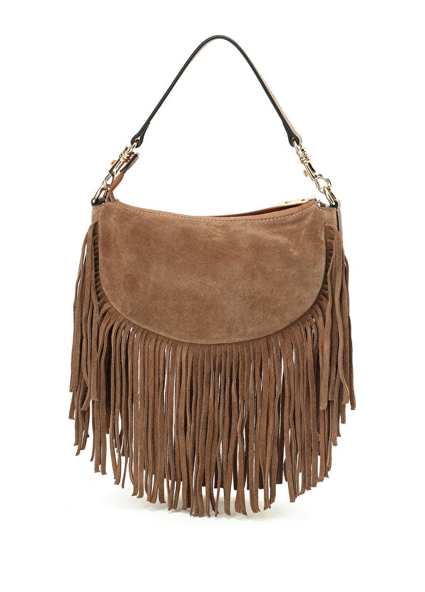 Beymen Club Camel Tasseled Women's Suede Bag - 3