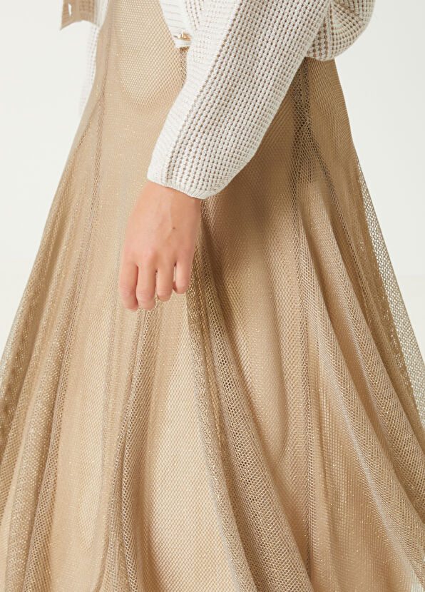 Beymen Club Gold Midi File Abiye Etek - 2