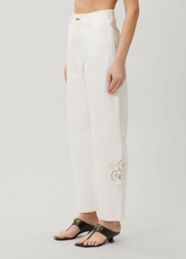 AJE Halo White Embroidered Trousers - 2