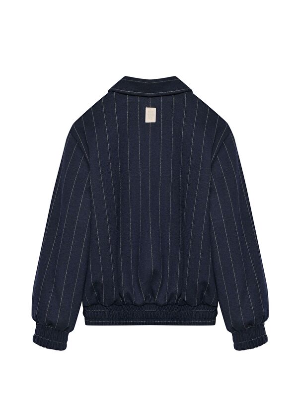 Lacivert Çizgili Erkek Çocuk Ceket - Görsel 3