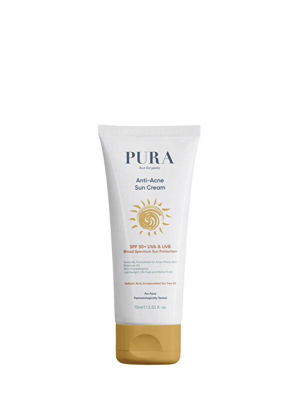 PURA Just for purity Geniş Spektrumlu Akne Karşıtı SPF50+ Koruyucu Güneş Kremi 75 ml - 1