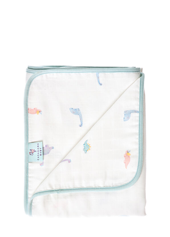 Casadora Baby Dino Organic Cotton Welt Double Sided Unisex Baby Muslin Blanket - 3