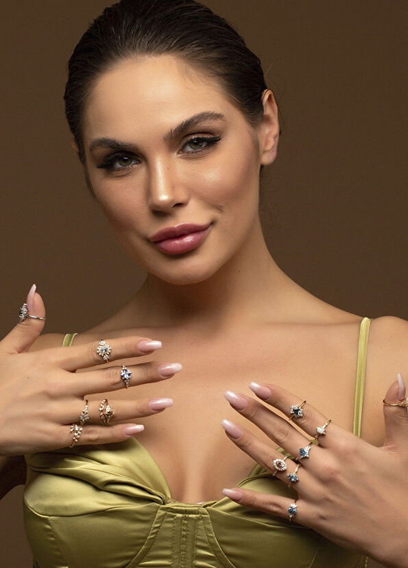 Safir Mücevher Hazine Aquamarine Pırlanta 14 Ayar Kadın Altın Yüzük - 4