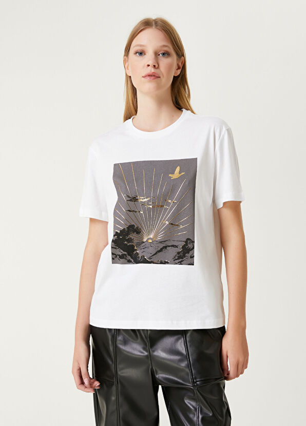 Beymen Club Beyaz Baskılı T-shirt - 4