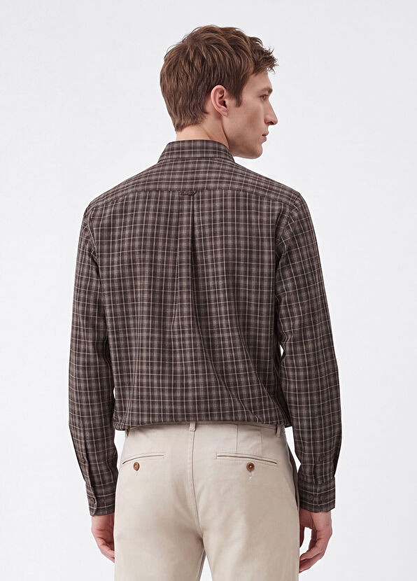 Beymen Club Comfort Fit Khaki Plaid Shirt - 4