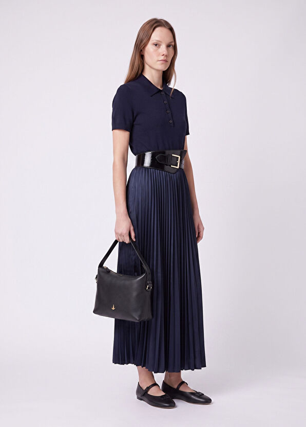 Beymen Club Navy Blue Pleated Polo sweater Dress - 2