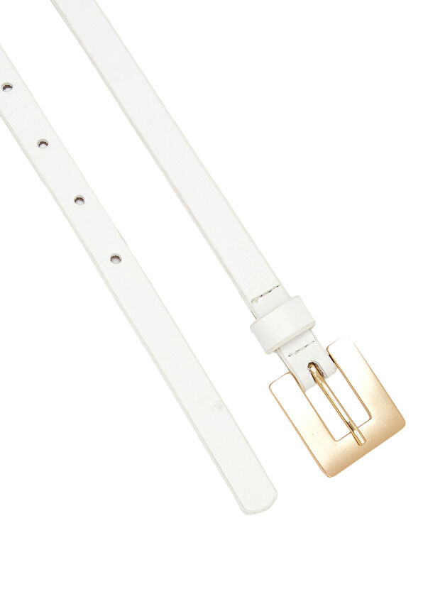 Beymen Club Beyaz Kalın Tokalı Kadın Deri İnce Kemer - 2