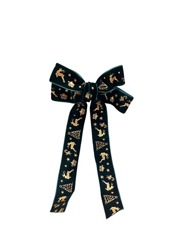 Mini & Kids Green Bow Velvet Girl's Bow Clasp - 1