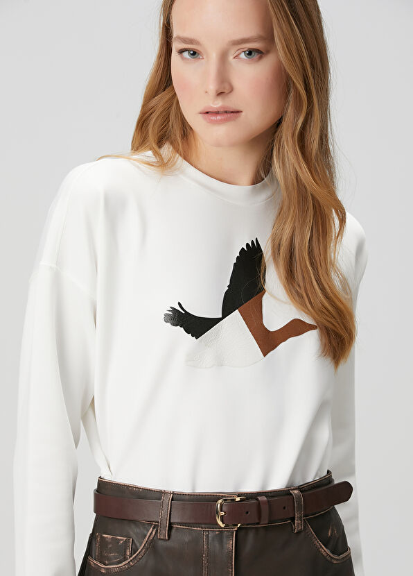 Ekru Logo Baskılı Sweatshirt Beymen Club Ekru Logo Baskılı Sweatshirt - 1