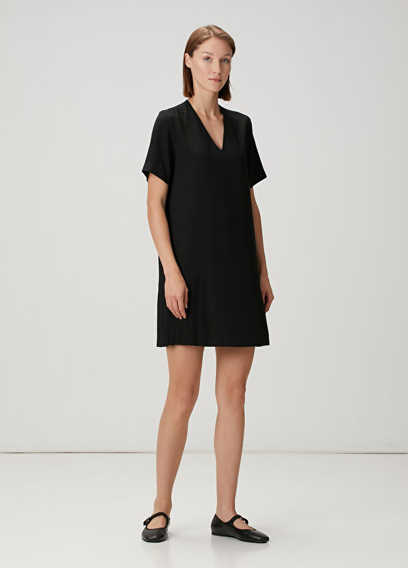 Beymen Club Black Pleated Detailed Mini Crepe Dress - 2