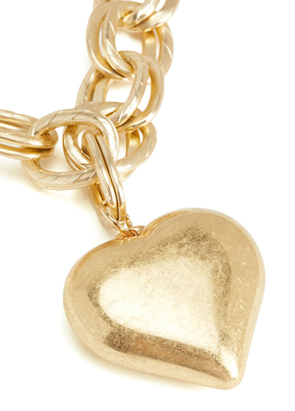 Beymen Club Gold Big Heart Antique Women Necklace - 4