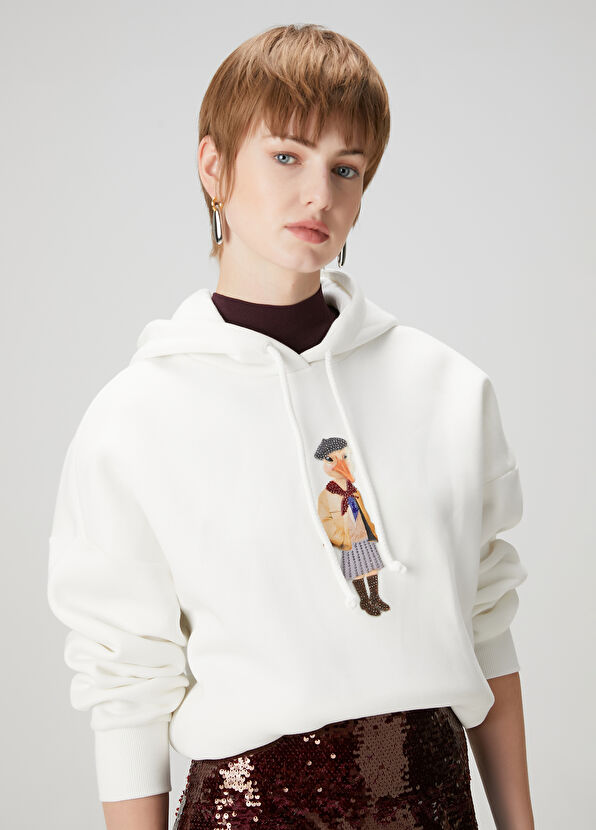 Beymen Club Clubby Oversize Kırık Beyaz Kapüşonlu Sweatshirt - 4