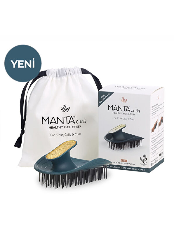 Manta Hair Curls Soft Teals Gold Brush for Thick and Curly Hair - 2