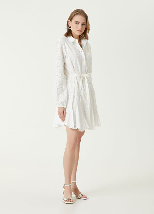 Beymen Club Off White Embroidered Mini Shirt Dress - 3