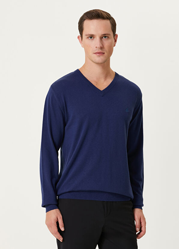 Beymen Club Dark Blue V-Neck Sweater - 1